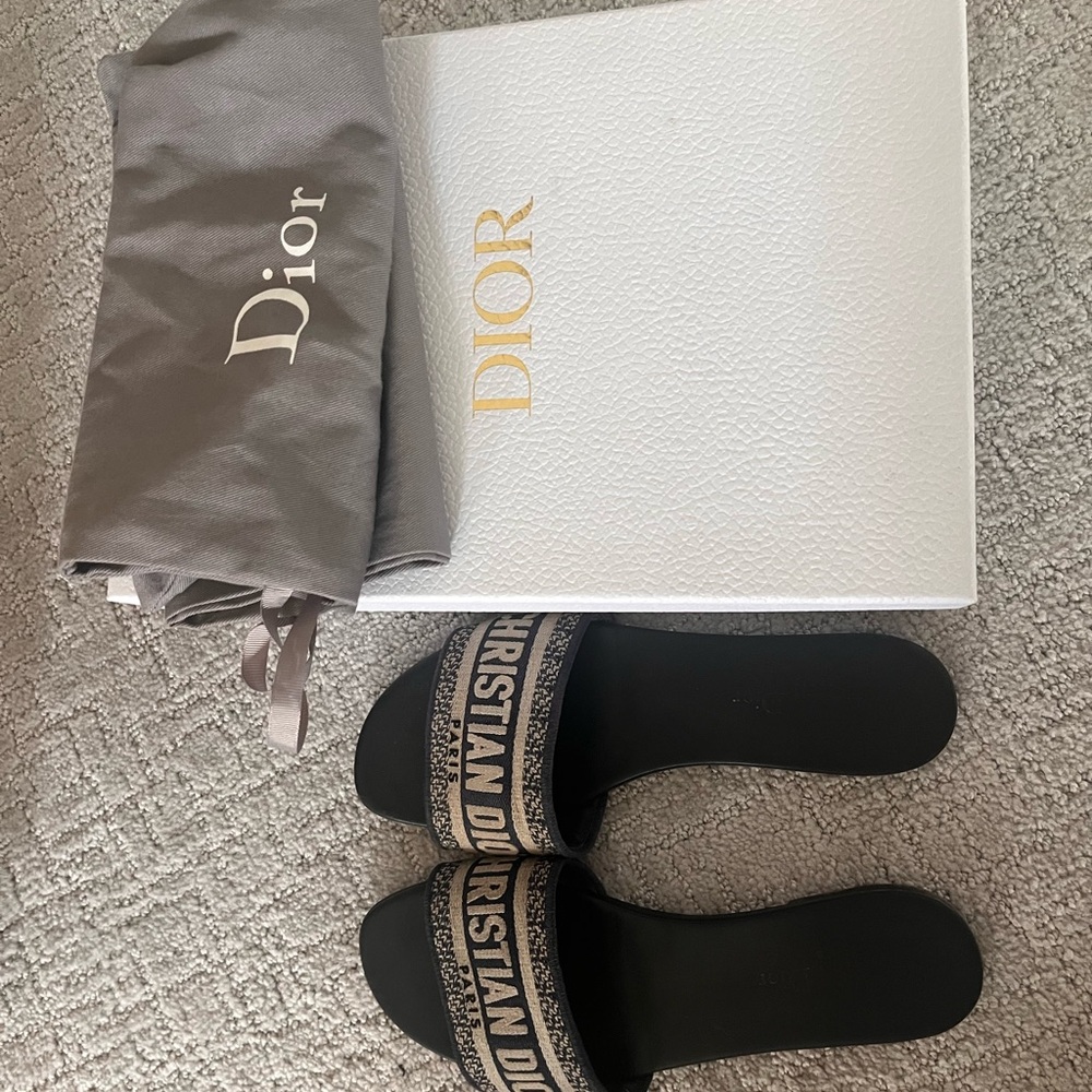 Christian Dior Navy Blue Dway Sandals Size 38.5 (US 8.5)